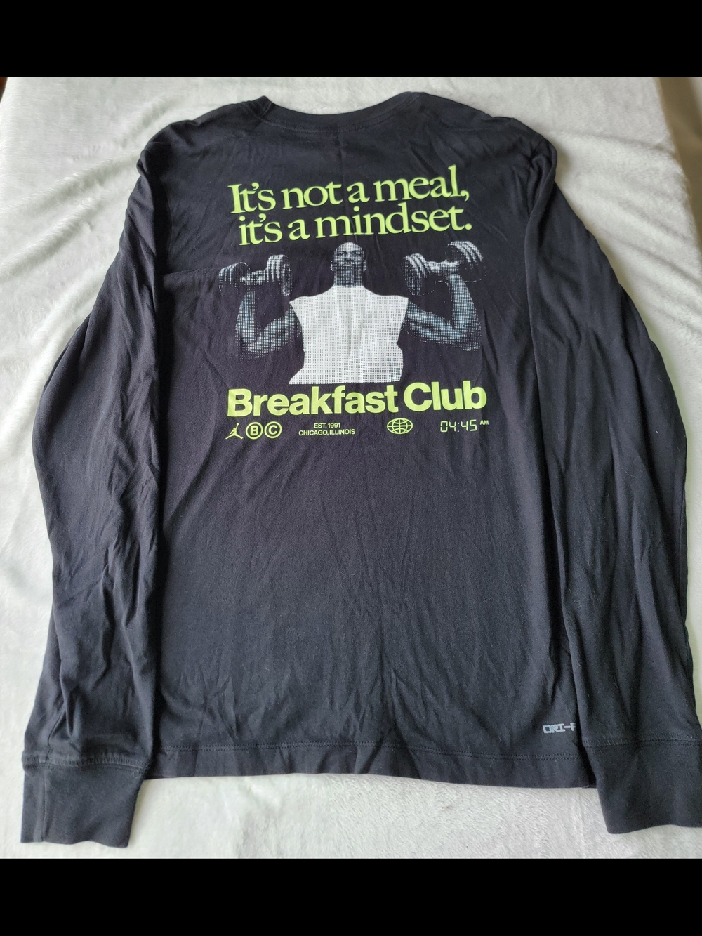 Jordan Men's Long Sleeve Graphic Tee - Black with Neon Yellow Print
